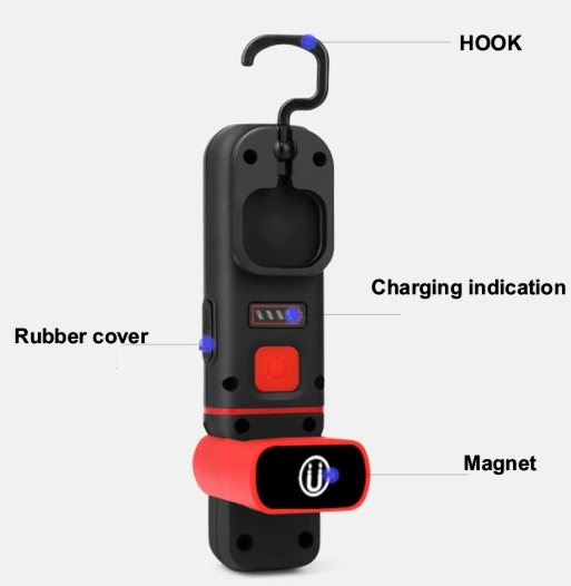 Adjustable Degree Rotatable Car Inspection Spot Working Lamp Magnetic Rechargeable Ergonomic Handle LED Work Inspection Emergency Lighting COB LED Work Light