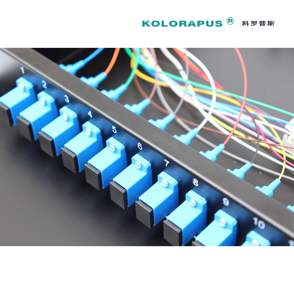 Estrutura de distribuição de fibra óptica de montagem em rack Kolorapus 1u-24 portas (caixa de terminais) Tipo SC