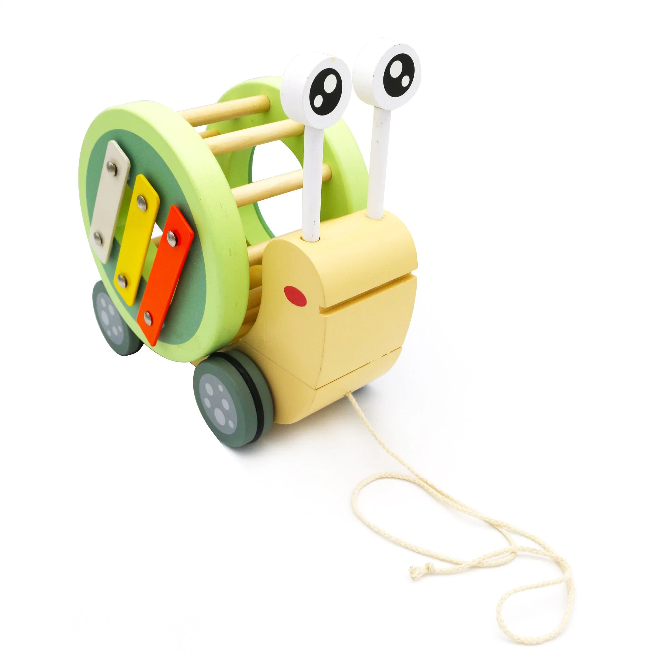 Hölzerne Pädagogische Baby-Spielwaren Hersteller Lieferant Ganzverkauf Hölzerne Ziehen Entlang Schnecke Spielzeug für Kinder und Babys