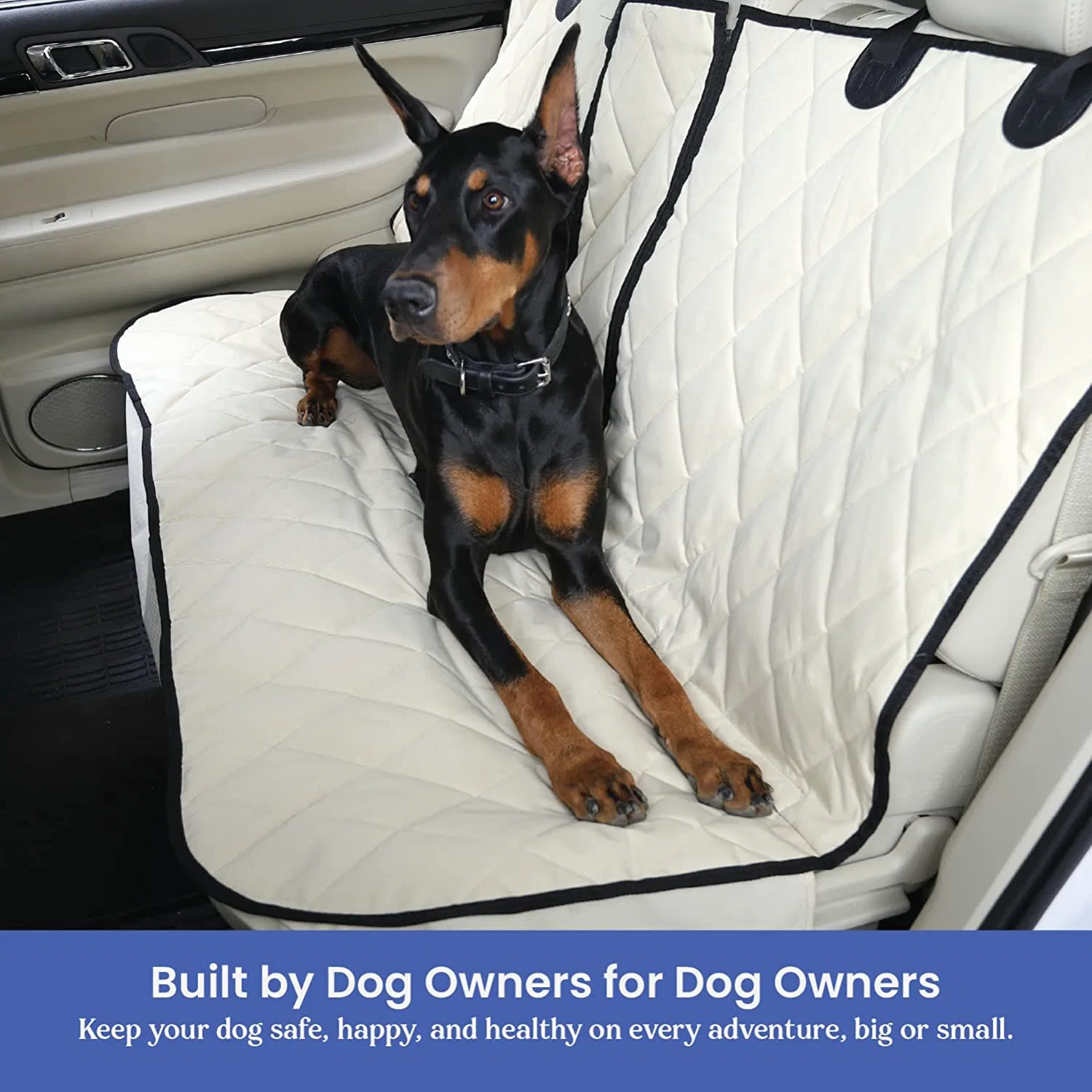 Dog Seat Cover Without Hammock Fold Down Seat and Middle Seat Belt Capable