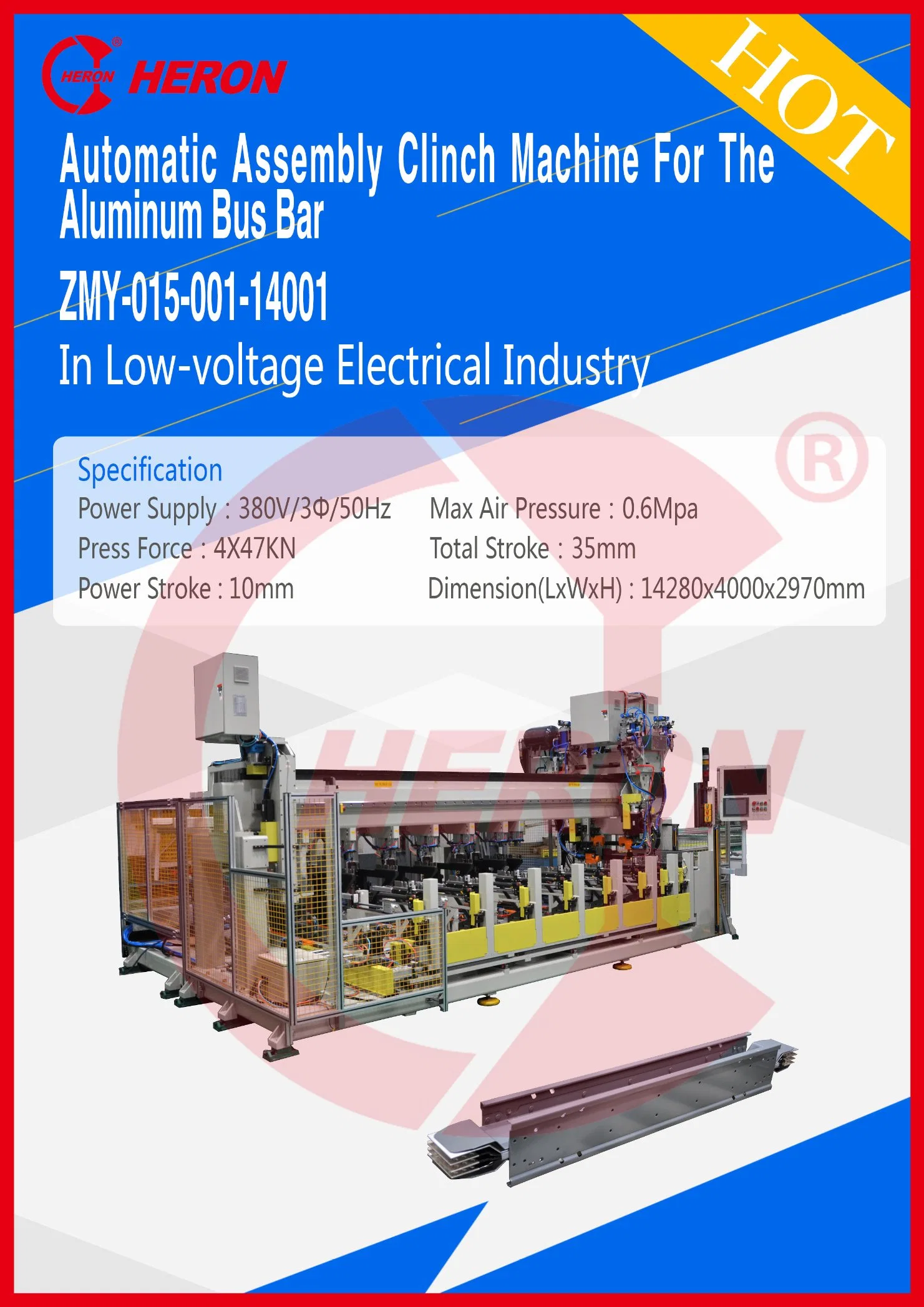 Efficient Automatic Assembly Clinch Riveting Machine For The Aluminum Bus Bar