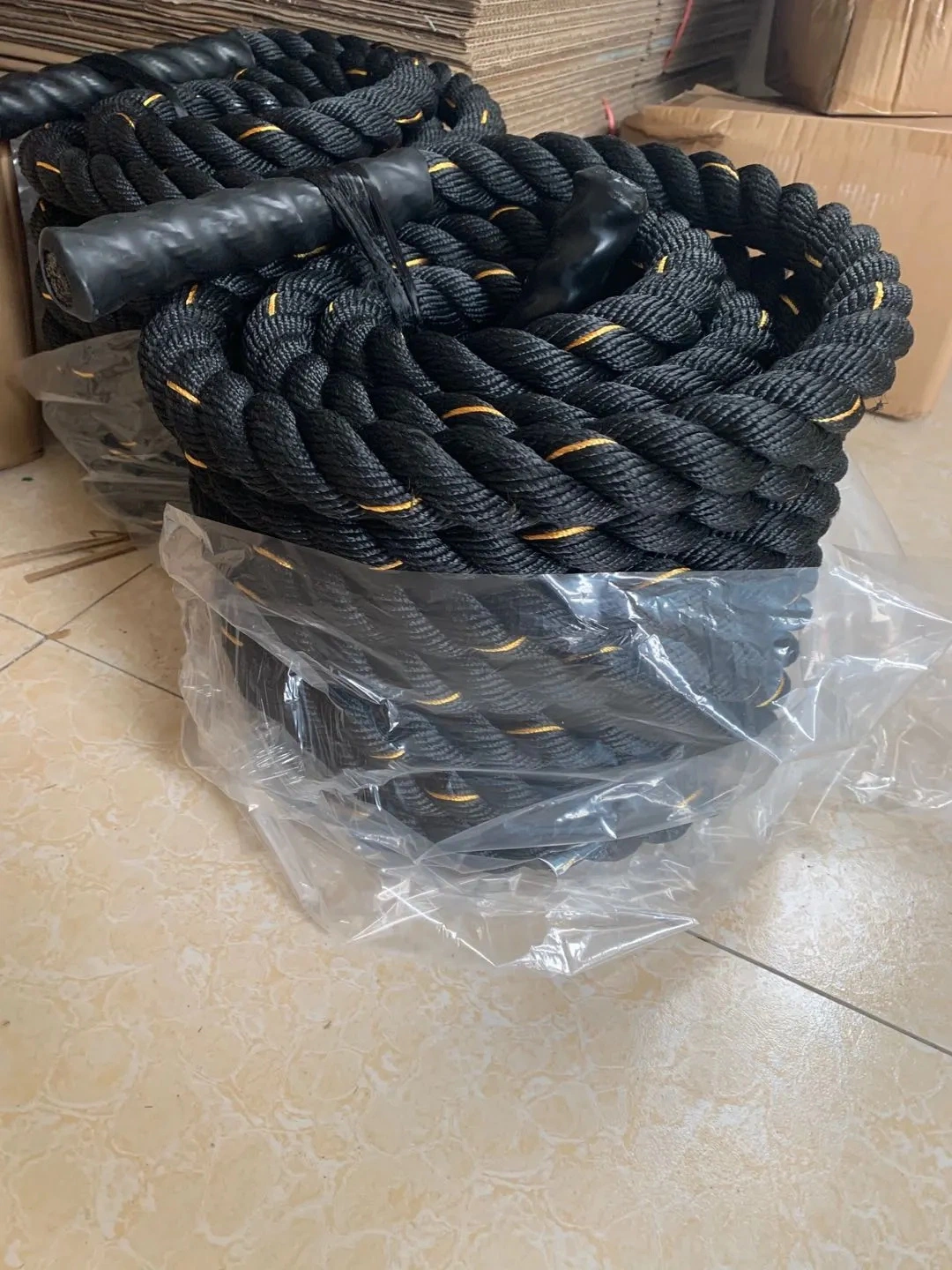 Exercise Training 40FT/50mm 12m Black Colorful Line Training Battle Rope Polyester Fiber Fitness Battle Rope