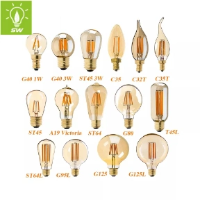 Decoration Antique Edison Replacement T45 2W 4W New ERP Amber Clear Frosted LED Inoor Soft Filament Bulb with Warm Cool Daylight White E27