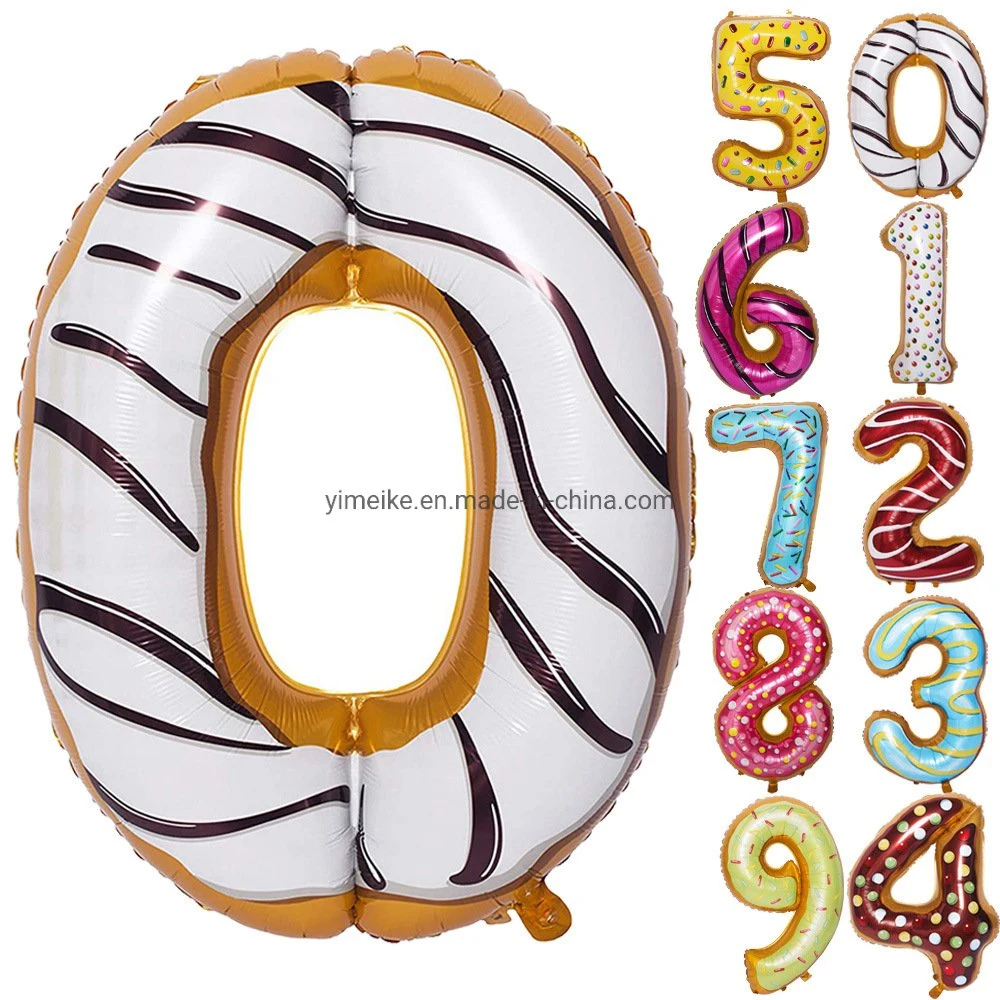 36" Hawaiian Party Decoration Large Number Colorful Donuts Digital Aluminum Foil Balloon Wholesale/Supplier