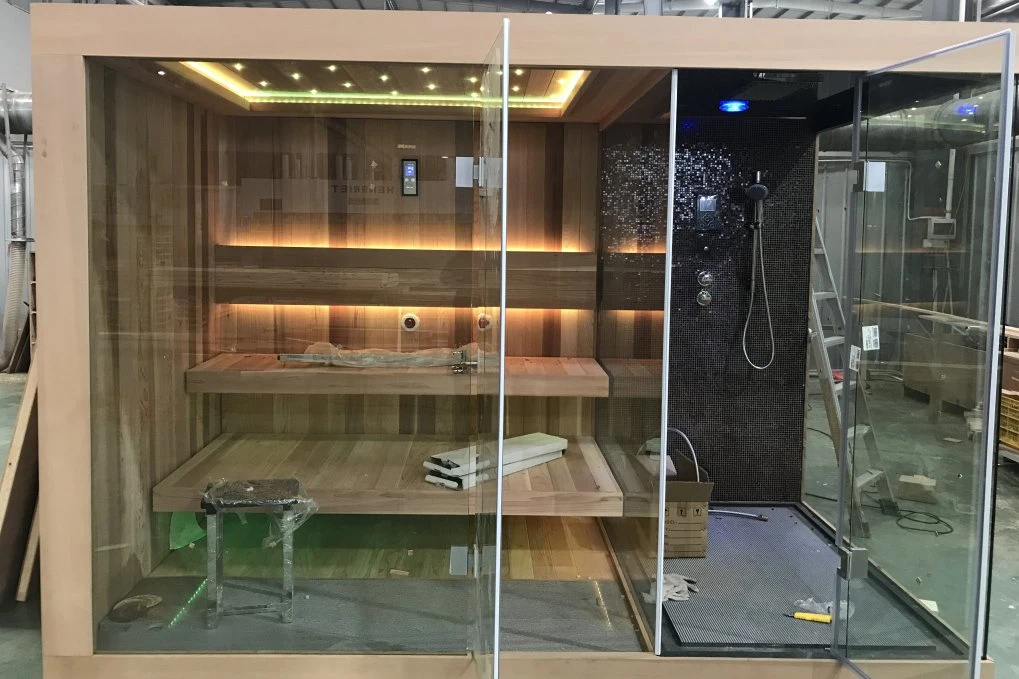 Luxury Large Steam Shower Sauna Combos Wood Indoor Home Infrared Sauna Room