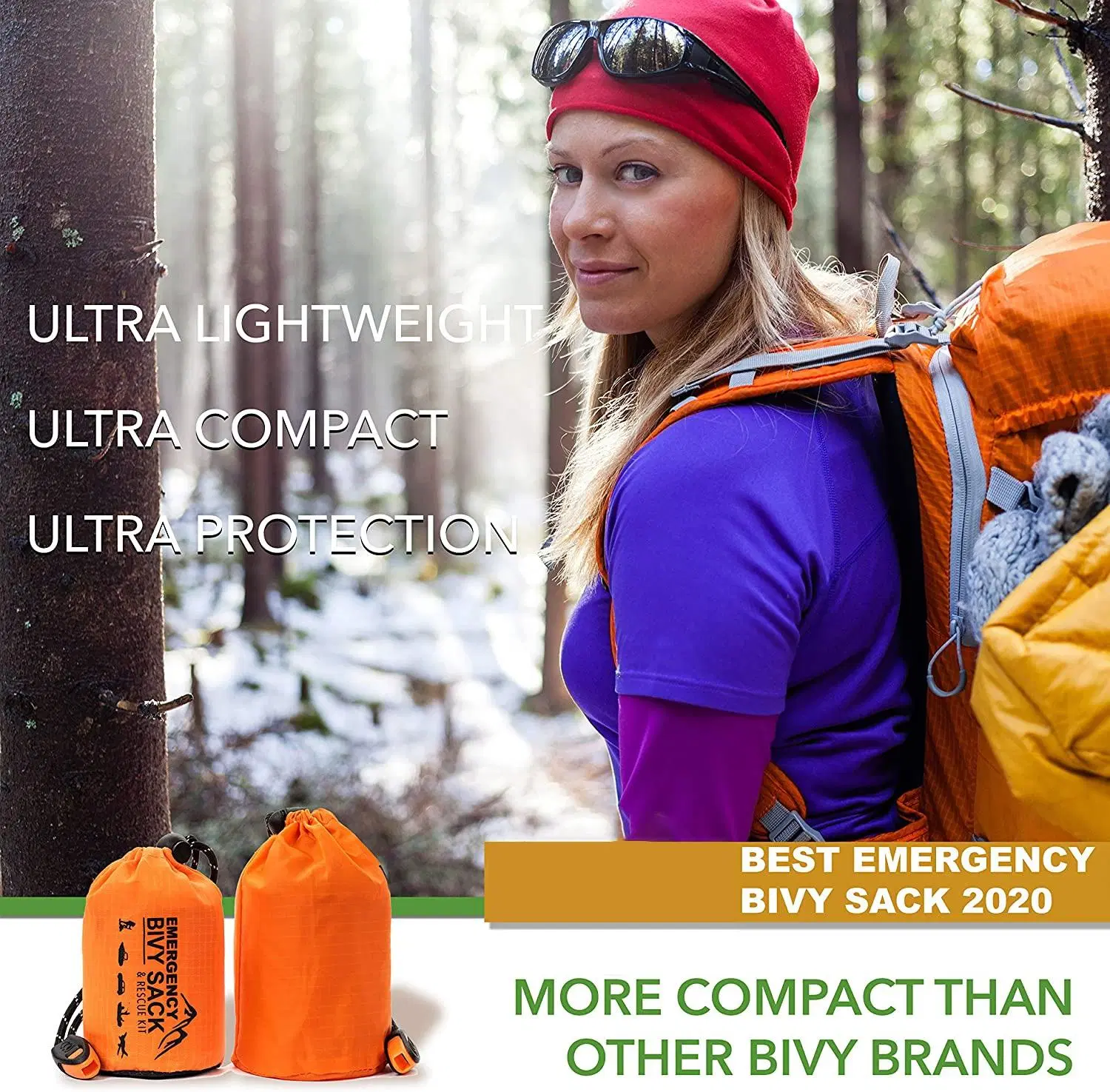 Portable Waterproof Compact Lightweight Comfort Emergency Sleeping Bag with Compression Sack Great for Outdoor Camping Backpack