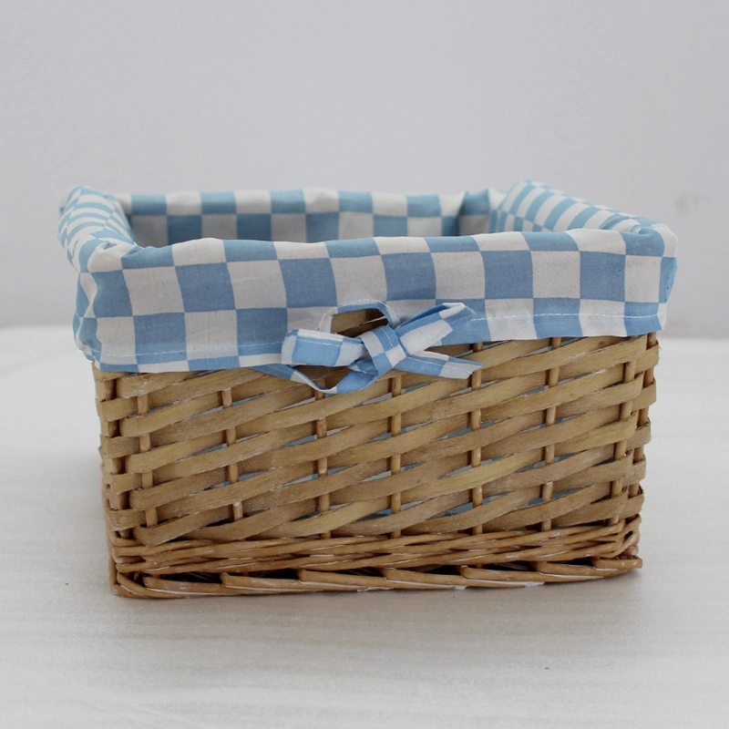 Hot Selling Handmade Rectangular Tabletop Sundries Toy Storage Wicker Woven Basket Set of 2