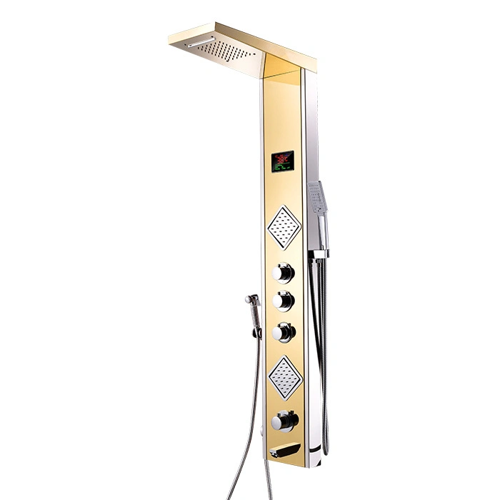 Intelligent Thermostatic Shower Column Panel with 6 Function LCD Display LED Light