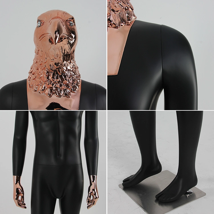 Factory Supplier Fiberglass Full Body Male Mannequins Head Animal Eagle Standing Black Mannequin