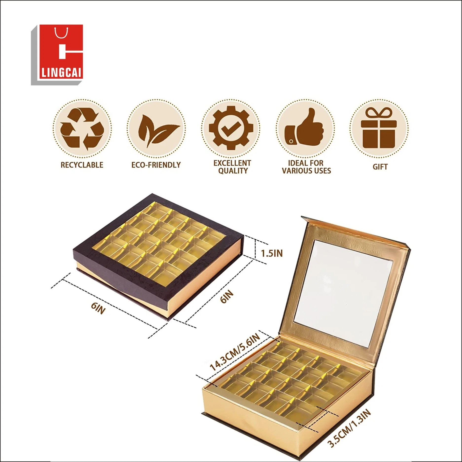 Luxo OEM Chocolate Custom Desert Cake doces Embalagem de alimentos magnético Caixa de oferta com inserção de divisor