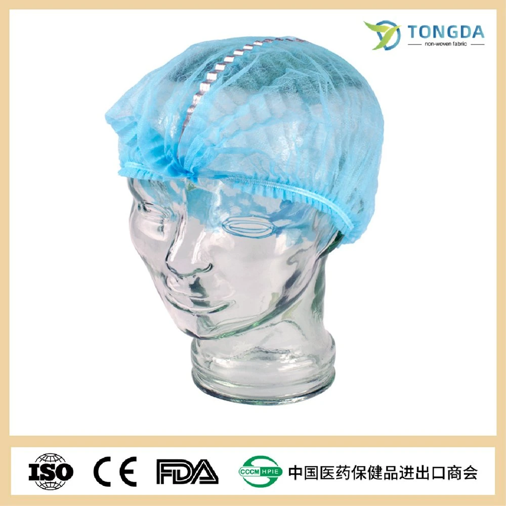 PP Non-Woven Pleated Clip Mob Cap Nurse Cap Metal Detectable