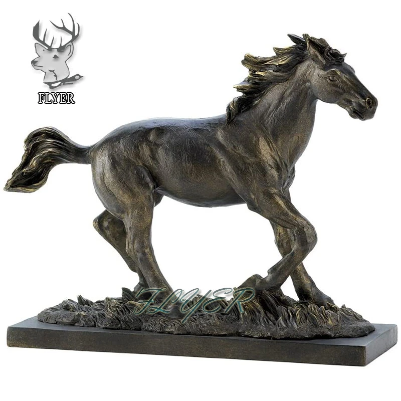 Outdoor Garden Decoration Bronze Black Roaring Jumping Horse Statue