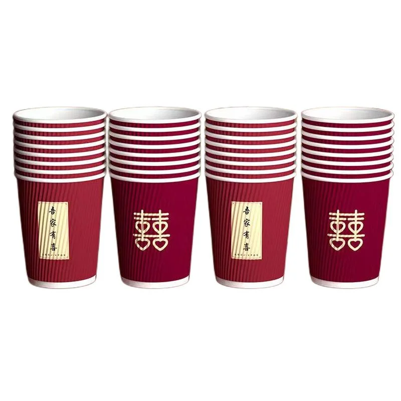 Disposable Double-Layer Corrugated Paper Cup with Lide for Takeaway