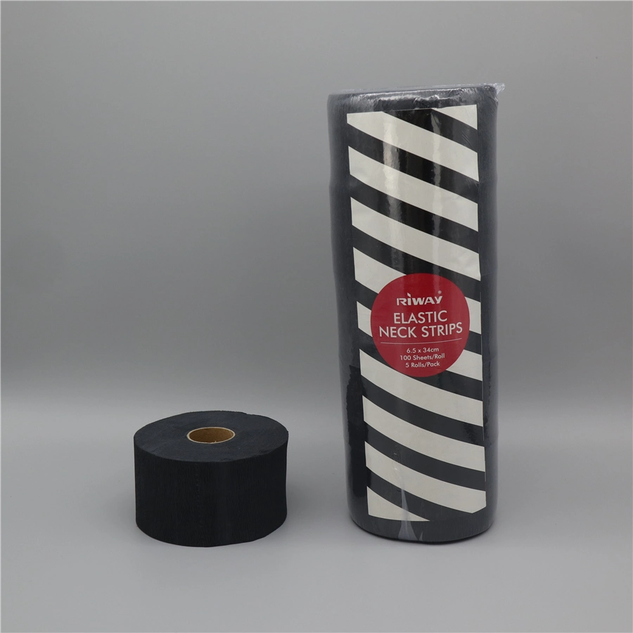 Wholesale Top Quality Black Disposable Salon Barber Wrapping Strips Ruffles Crepe Roll Neck Paper
