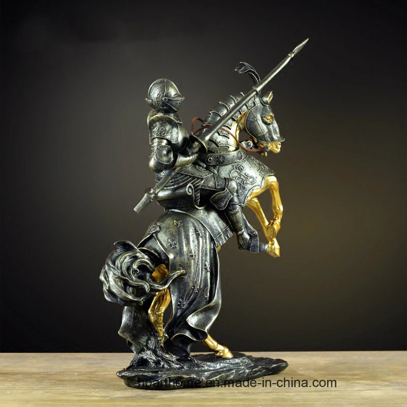 American Retro Well-Armed Roman Knight Poly Resin Sculpture Table Figurine