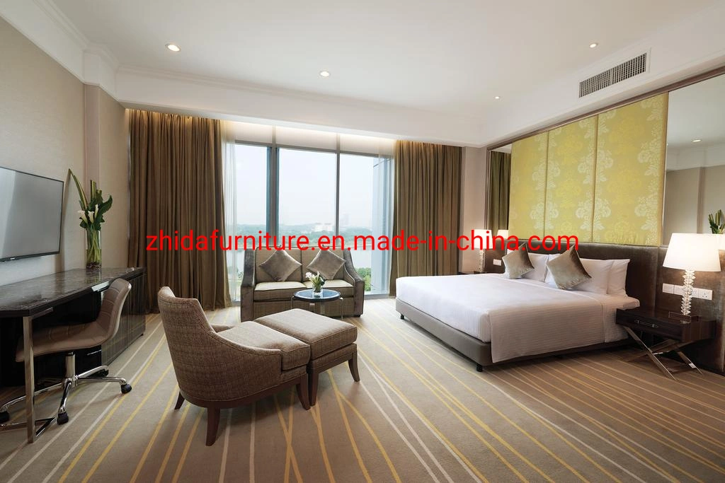Le président Suite Standard personnalisés en bois Meubles de salle de séjour d'Appartements Chambres Villa de luxe lit King Size pour projet d'hôtel tissu