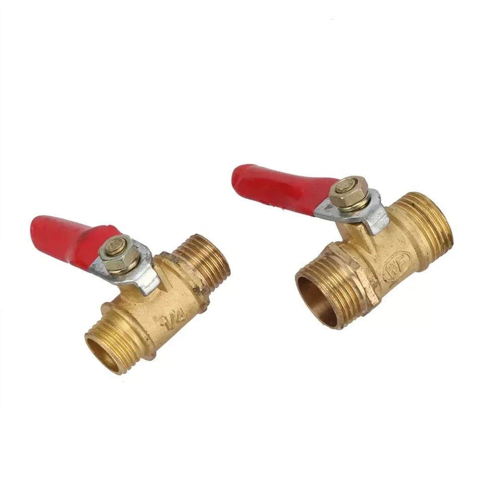 Garden Hose Tap Connector 1/4" 3/8" Male to Male Bsp Thread with Red Lever Handle Water Flow Switch Pipe Fitting Connector