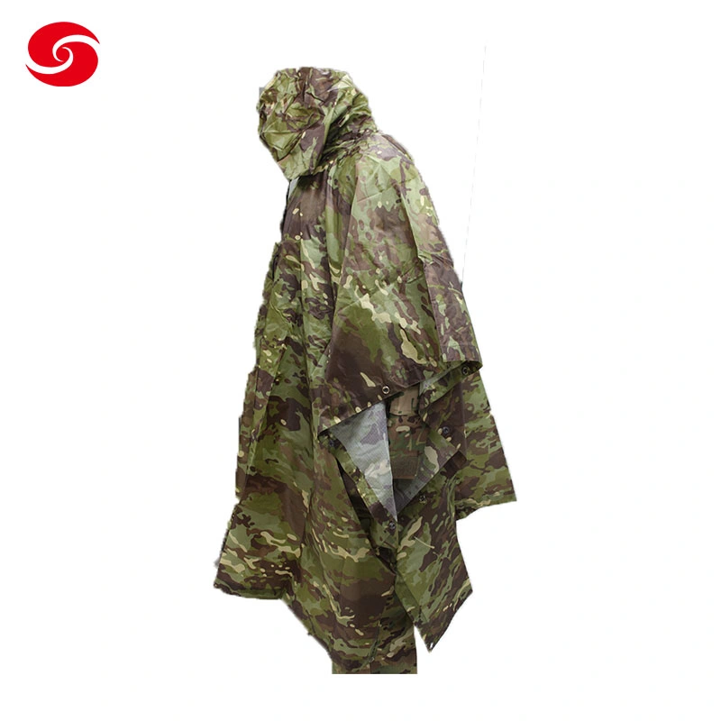 Hochwertige Militärische Regenjacke Camouflage Poncho Army Poncho Regenmantel Premium Qualität Mode Maßgeschneiderte Multifunktionale Wasserdichte Polyester