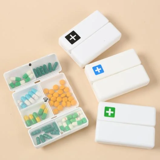 Promotion Gift Magnet Plastic Foldable Medicine Pill Organizer Box Travel Plastic Medical Box