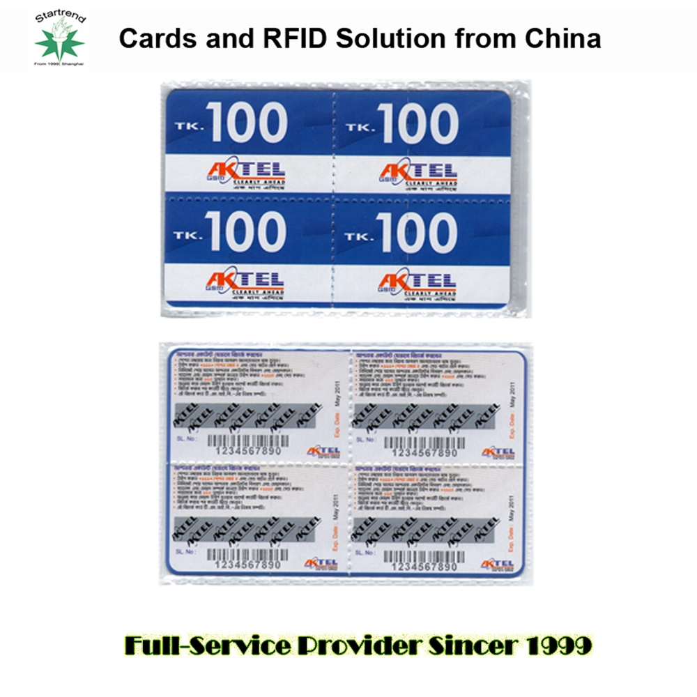 Thin Paper/PVC Telecom Card with Pin Code and Scratch-off Panel