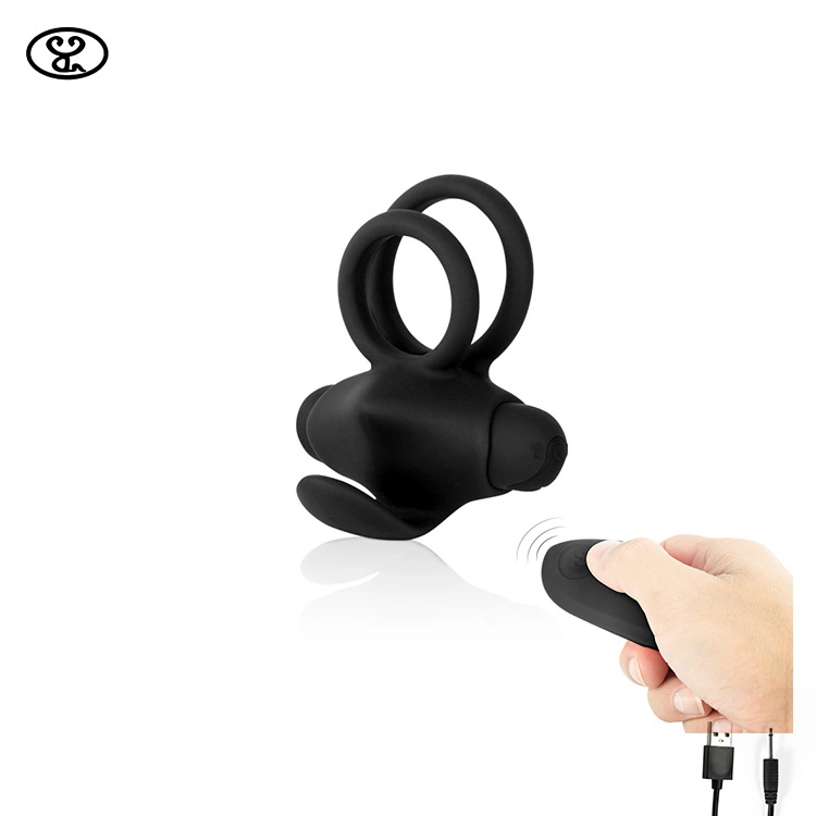 Commande à distance anneau Sperm-Locking&amp;Cock Ring, vibrant double anneau de pénis avec 10 modes de vibrations intenses, Medical Silicone sex toy pour les hommes