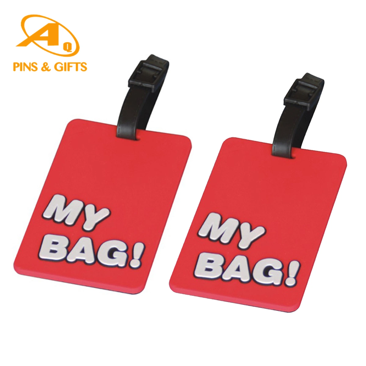 Factory Supply Custom Metal Gift Custom Gold Plated Red Enamel Soft PVC Rubber Bag Tag Golf Equipment