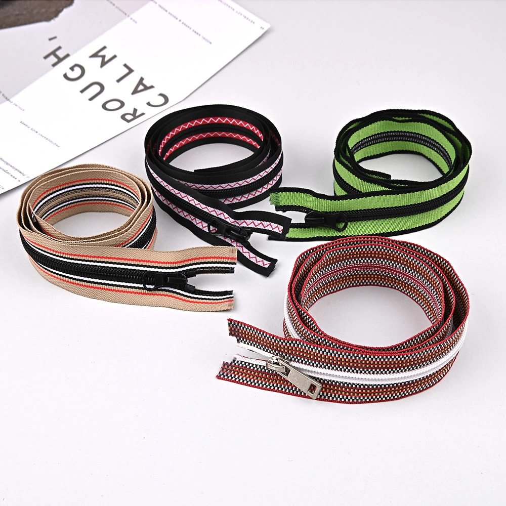 #7 Nylon Zipper Open End Multi-Color Striped Dyed Tape Fashion Zipper for Handbag and Clothes