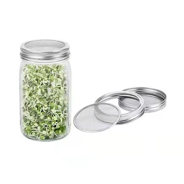 Wide Mouth Stainless Steel Seed Sprouting Mesh Lid for Bean Sprout