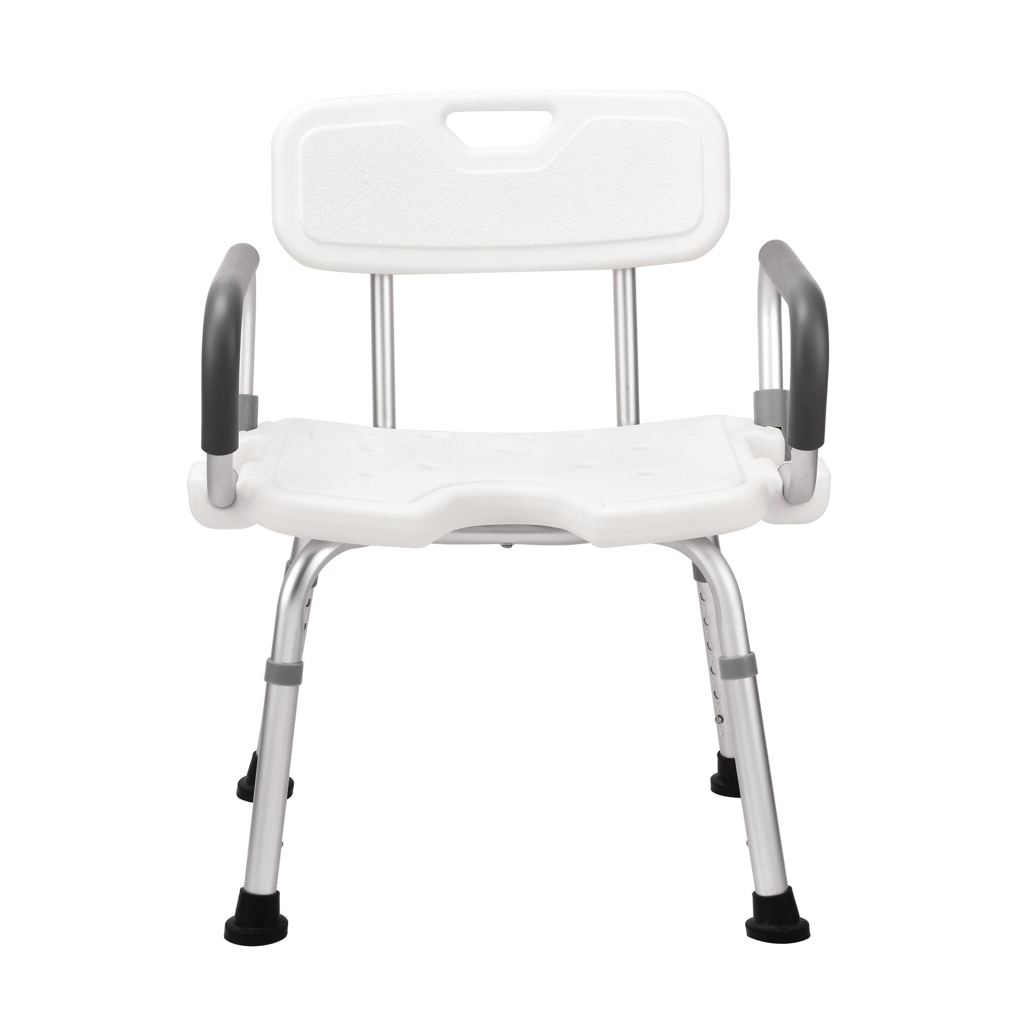 Heavy Duty Handicapped Height Adjustable Aluminum Shower Chair with Flip up Armrest