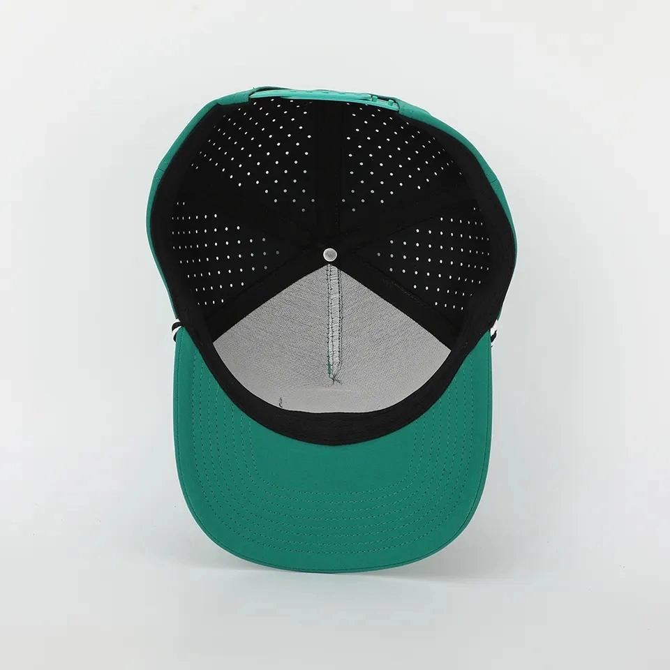 El logotipo de parches personalizados 5 de alta calidad de instrumentos de cuerda verde Papá Hat Deporte impermeable Gorra K una trama de corte láser agujero perforado Deportes Hat