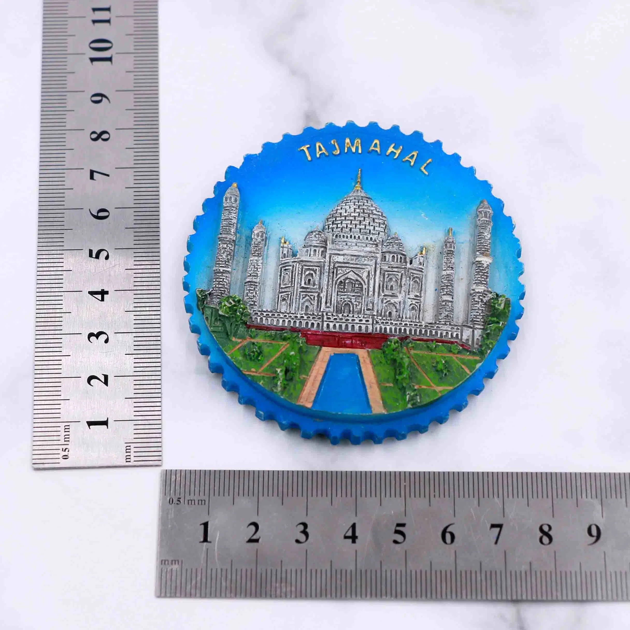 Recuerdo turístico de la India Taj Mahal, imán de nevera hecho a mano de resina personalizado para decoración del hogar y manualidades