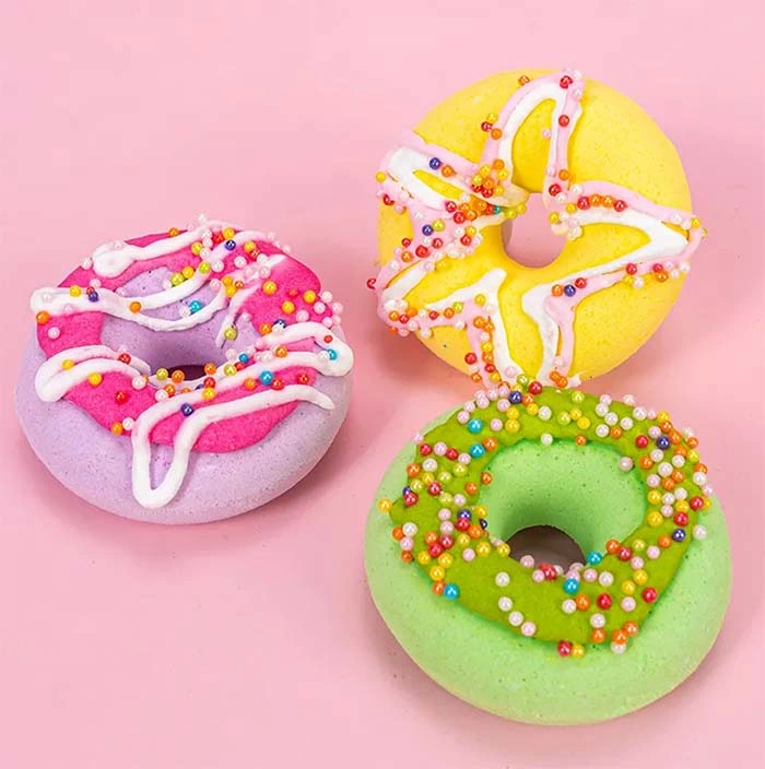 Private Label Packed Organic Colorful Doughnut Shape Bath Bombs Kids Bubble Vegan Bath Fizzer Donut Bath Bomb Wholesale/Supplier Bath Bombs Fizz Organic Bath Bombs