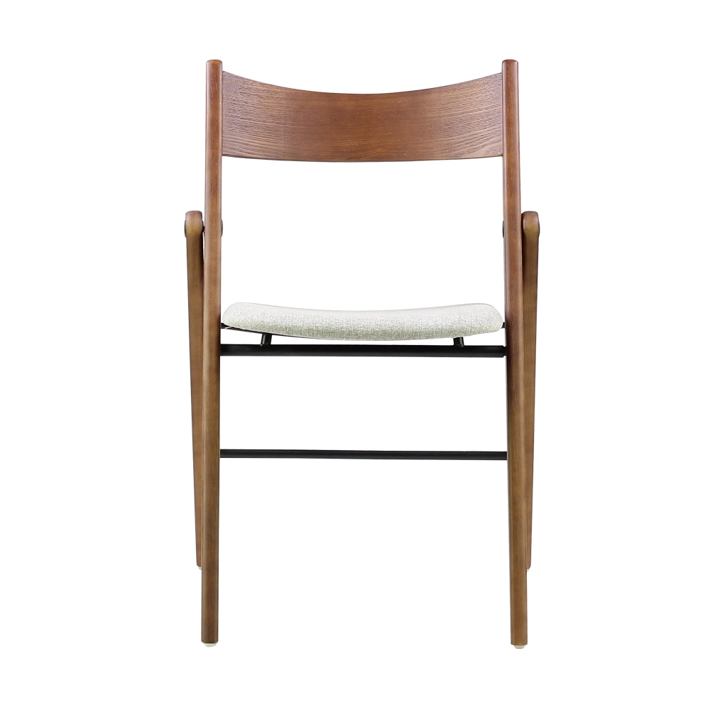 Chêne couleur bois cadre en bois Siège en tissu gris salle à manger pliable Chaise pour café-restaurant