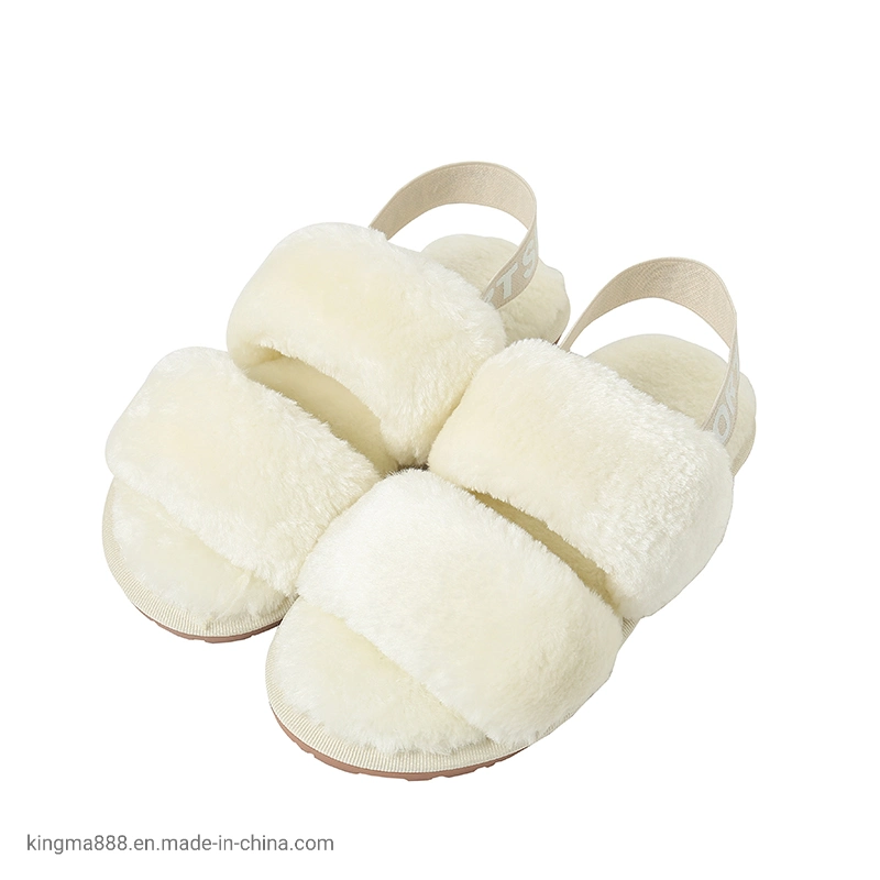 Atacado Custom Winter Blank Lndoor House Mulher Homem-menina Lady Amoroso Eco EVA Fur Slipper para casa / Casa / Hotel