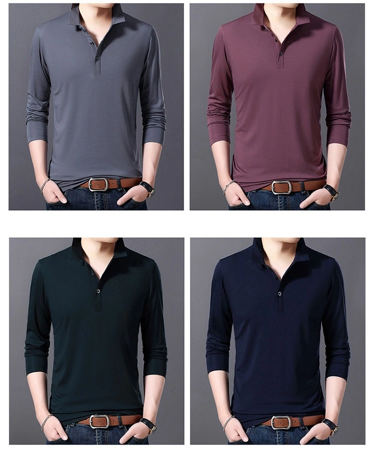 OEM Service Hot Sale Collar Striped Long Sleeve Jersey Men 100% Cotton Pigue Polo Shirt with Custom Logo