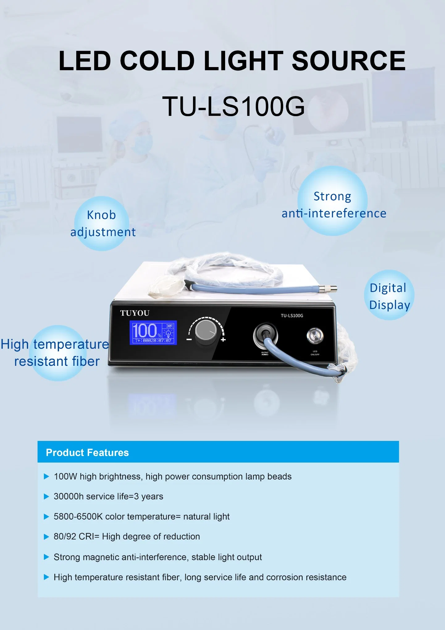 Tuyou Cheap LED Light Source 100W for Endoscopy Laparoscopic