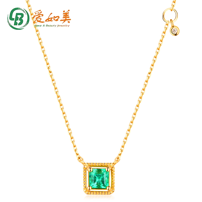 Diseño simple finas joyas de oro collares Plaza Esmeralda Natural Collar para las mujeres
