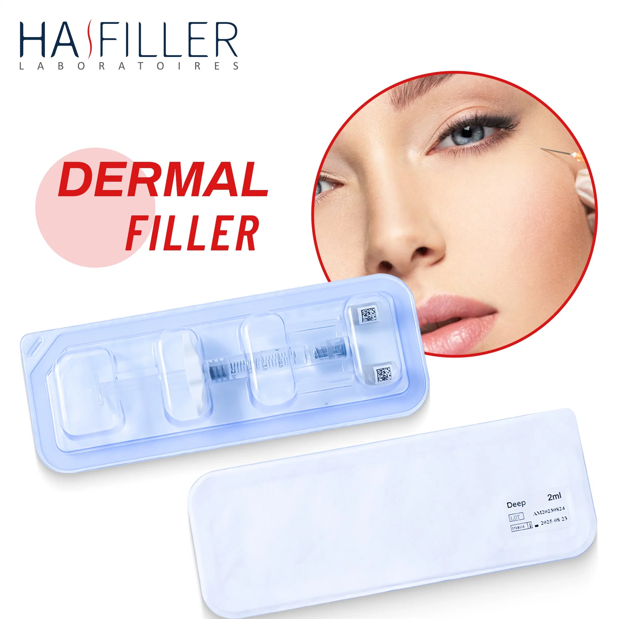 CE Cosmetic Injectable Dermal Filler 2ml Tiefe Füllung Wrinkle Lip Injizierbare Hyaluronsäure-Dermal-Injektion