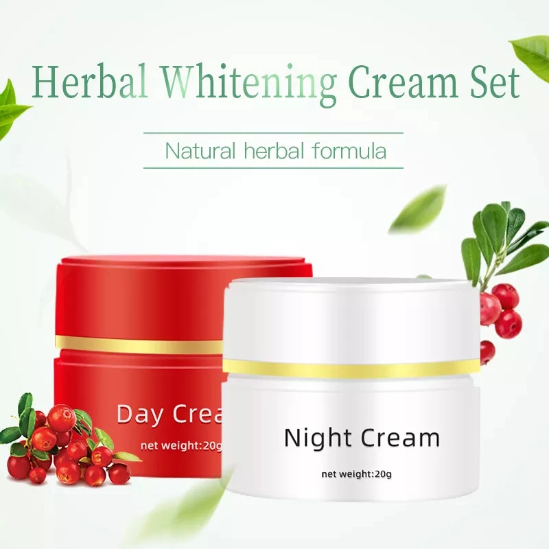 Customize Logo Skin Care Organic Herbal Licorice Root Fade Dark Spot Anti-Freckle Day and Night Whitening Face Cream Set