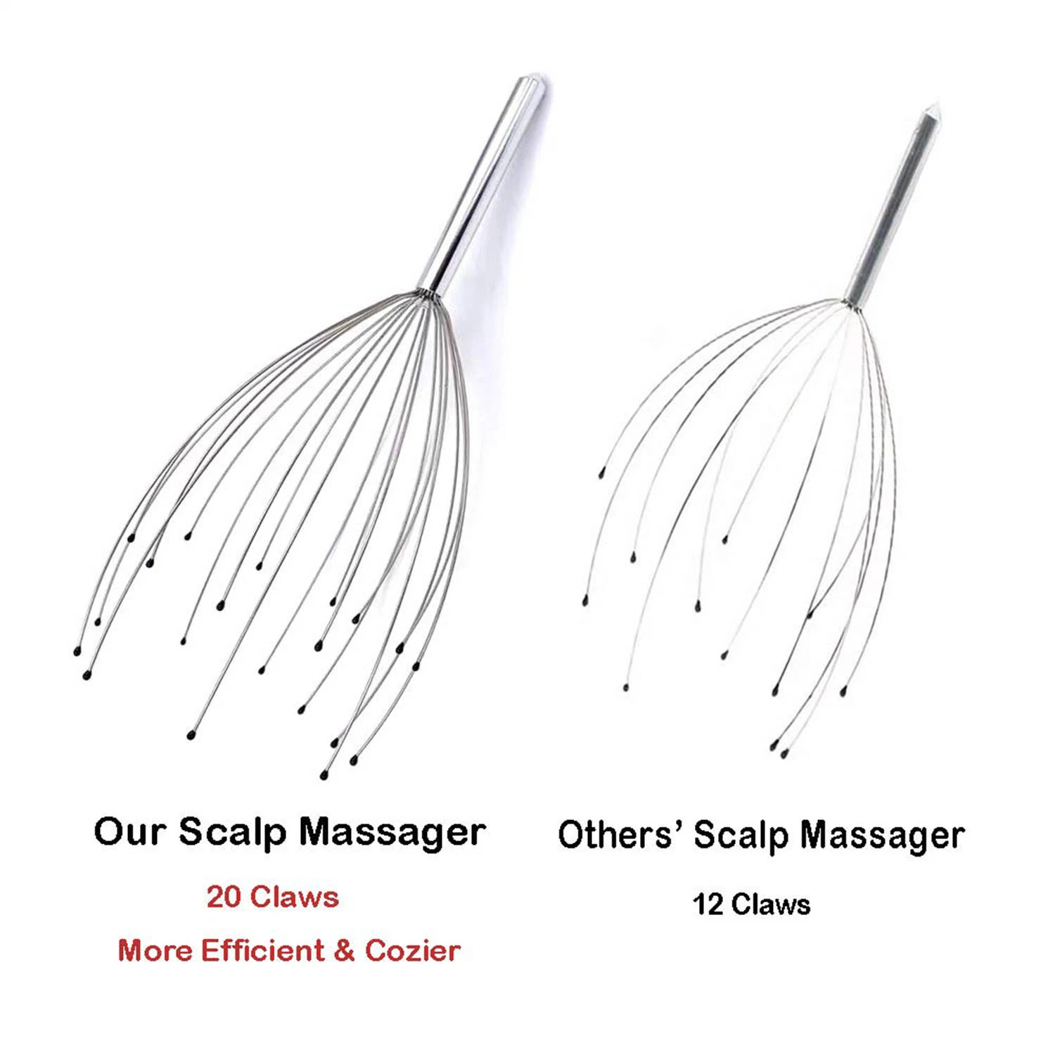 Dispositivo de bolsillo 20 dedos Masaje de Cabeza Tingler Scratcher calmante para el estrés para el cabello de la herramienta de estimulación y relajación