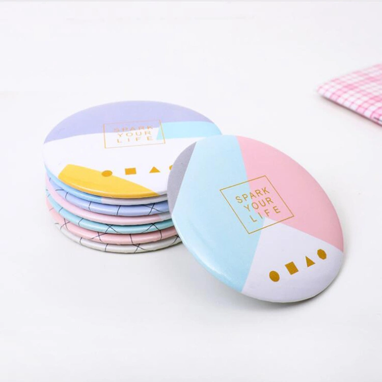 Custom Printing Promotional Mini Round Shape Tin Makeup Pocket Mirror