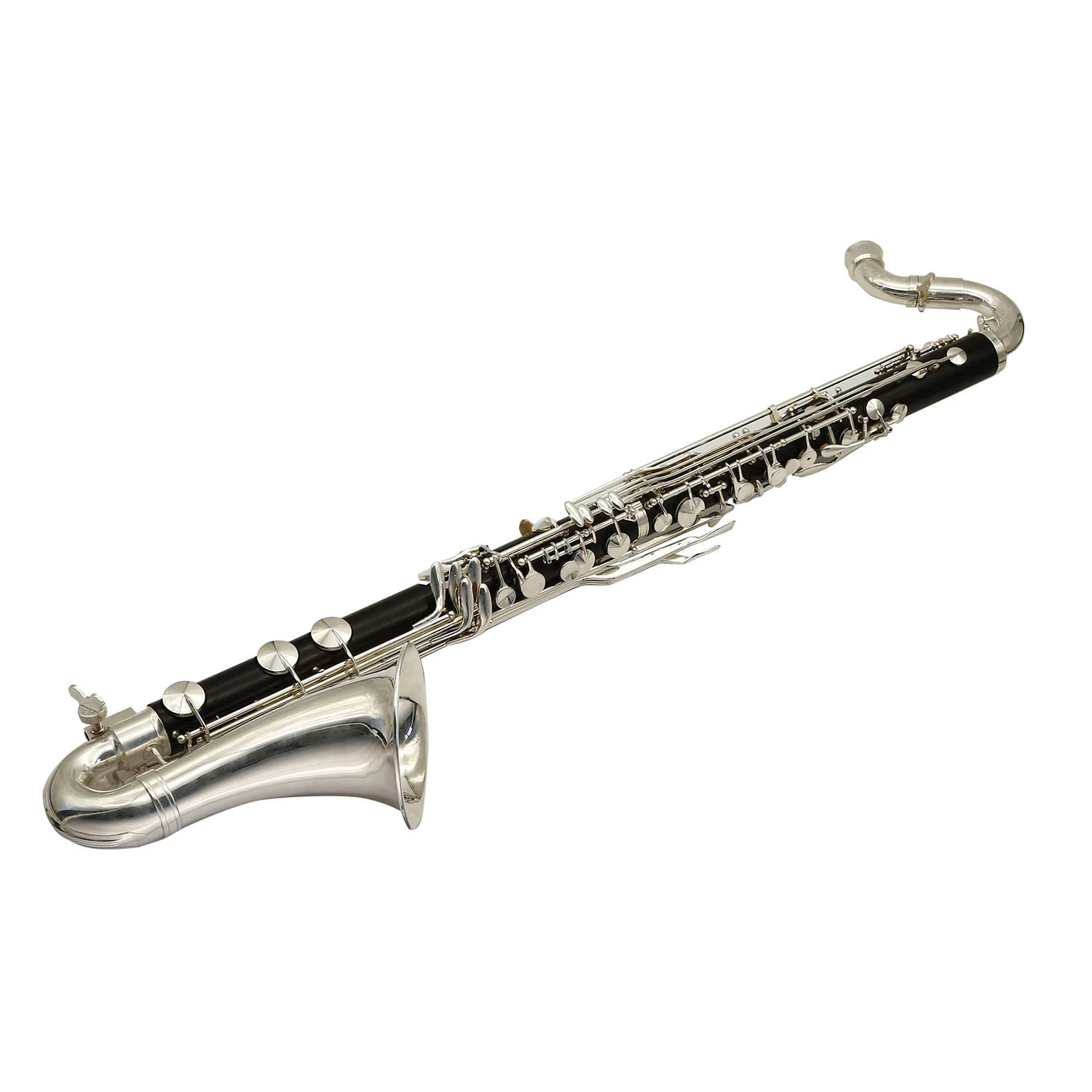 Very Good ABS Body Silver Palted Key Bass Clarinet Low E