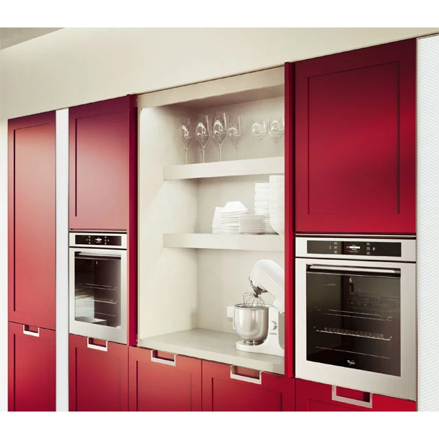 Contemporary Modern Light Red Wood Kitchen Storage