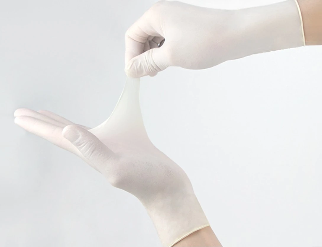 En455 CE 9inch Disposable Hospital Medical White Protection Latex Powder Free Gloves