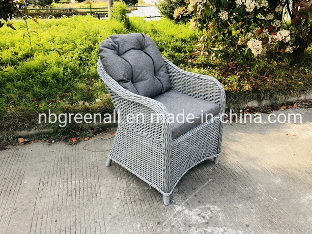 Moderne Outdoor Runde Ratttan Wicker Restaurant Esstisch und Stühle Aluminium Rahmen Patio Gartenmöbel für Hotel