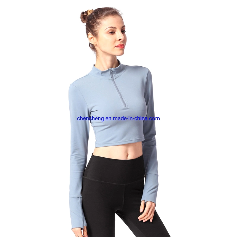 Female Jacket Front Zipper Yoga Shirt Fitness Yoga Shirt Yoga T-Shirt Women Fashionable Running Shirt