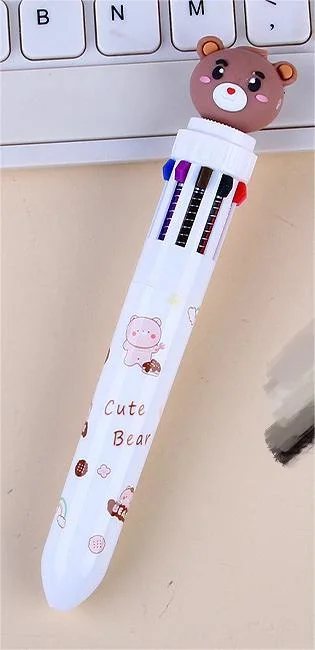 Stylo à bille ours cartoon en dix couleurs très demandé