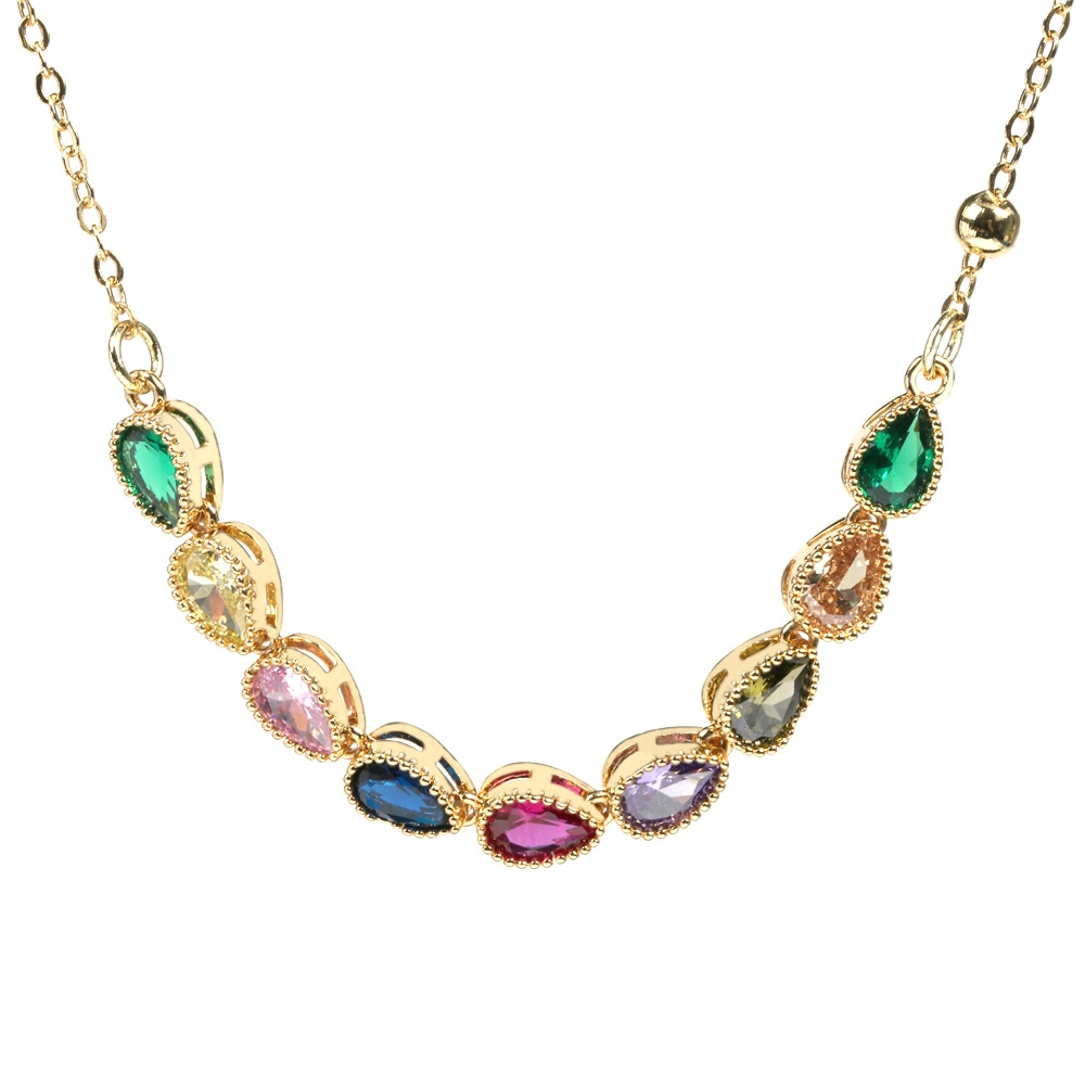 Mode Farbige Zirkon Halskette Creative Rainbow Serie Temperament Clavicle Kette Großhandel Schmuck