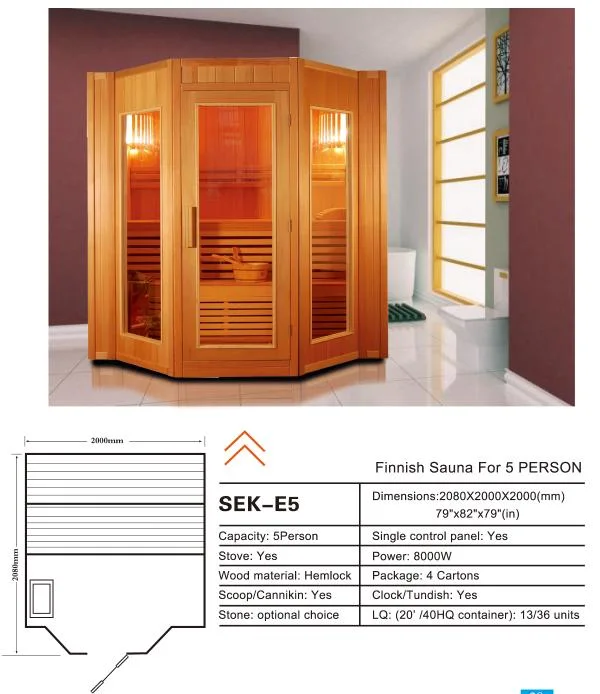 Traditional Hemlock Home Steam Sauna Room 5 Person Factory Price Sauna