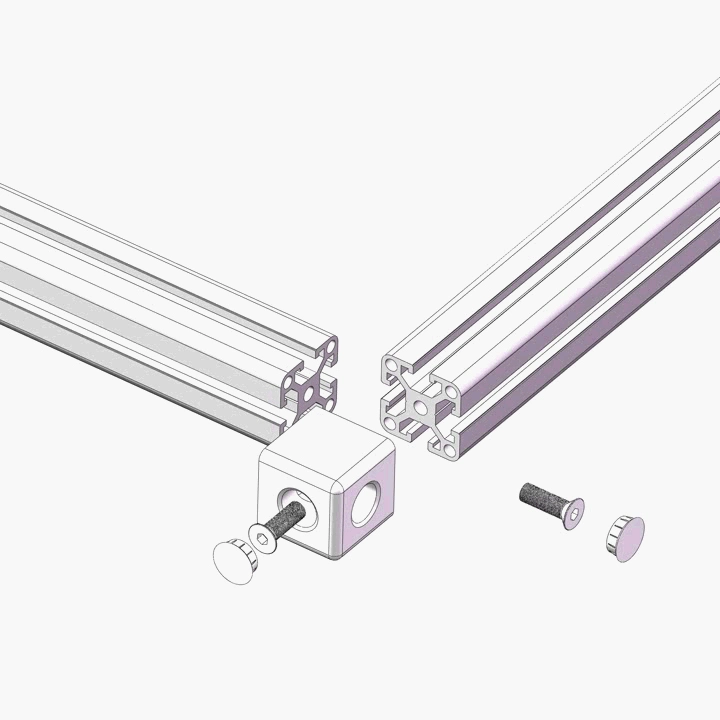 Wholesale/Suppliers Casting Aluminium Two Way Bracket 40A 2 Way Hardware for 40 Series Slot 8 Aluminium Extrusion 25 30 40 45 in Black and Silver Powder Coating